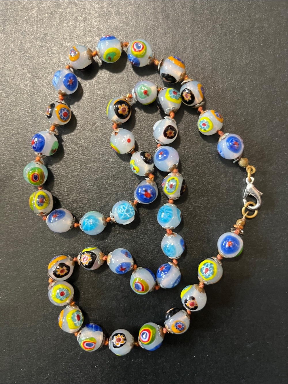Handcrafted Multicolor Millefiori Glass Bead Necklace — Vintage 1990’s